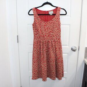 Anthropologie MAEVE Red Caldera Leopard Print Fit & Flare Dress Size XSMALL